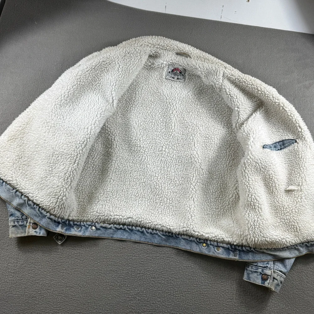 Vintage Levis Denim Jacket Mens L Blue Sherpa Lined Trucker USA 70609 4891